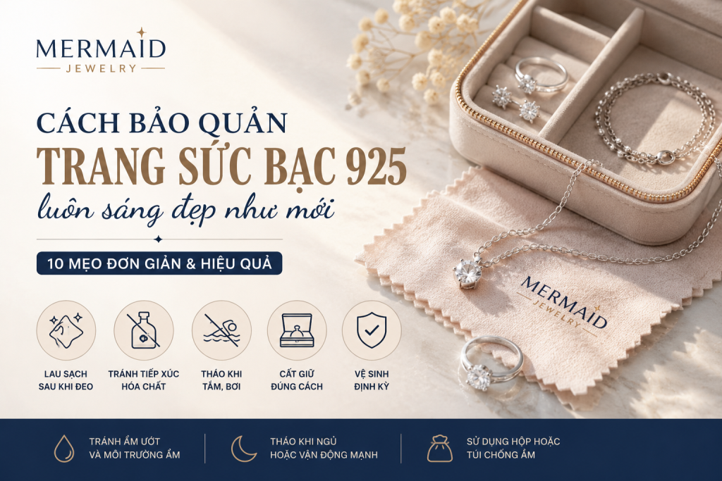 Cách bảo quản trang sức bạc 925 luôn sáng đẹp như mới