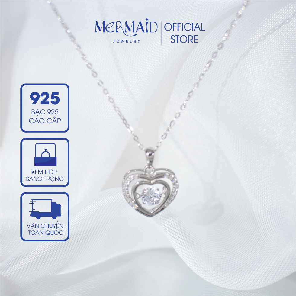 Dây chuyền bạc nữ mặt trái tim Elysian Hearts đính đá lấp lánh, kèm hộp đựng sang trọng