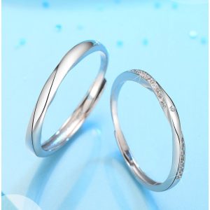 Nhẫn Đôi Bạc 925 Endless Promise Đính Đá CZ Điều Chỉnh Size Cho Cặp Đôi kèm hộp và túi đựng