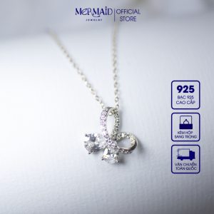 Dây Chuyền Bạc 925 Nữ Mặt Nơ Đính Đá Zircon Lấp Lánh Sang Trọng Quà Tặng Bạn Gái